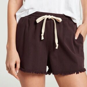 NWT Volcom Strutin Stone Frayed Drawstring Shorts Maroon/Brown